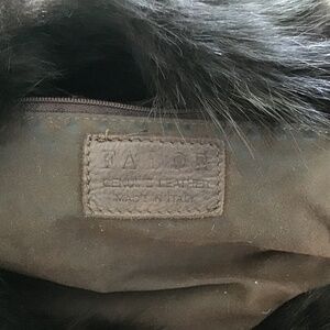 Falor Italian leather purse with real fur trim handbag.